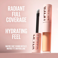 Maybelline Lifter Serum Concealer before and after under-eye comparison showing brightening