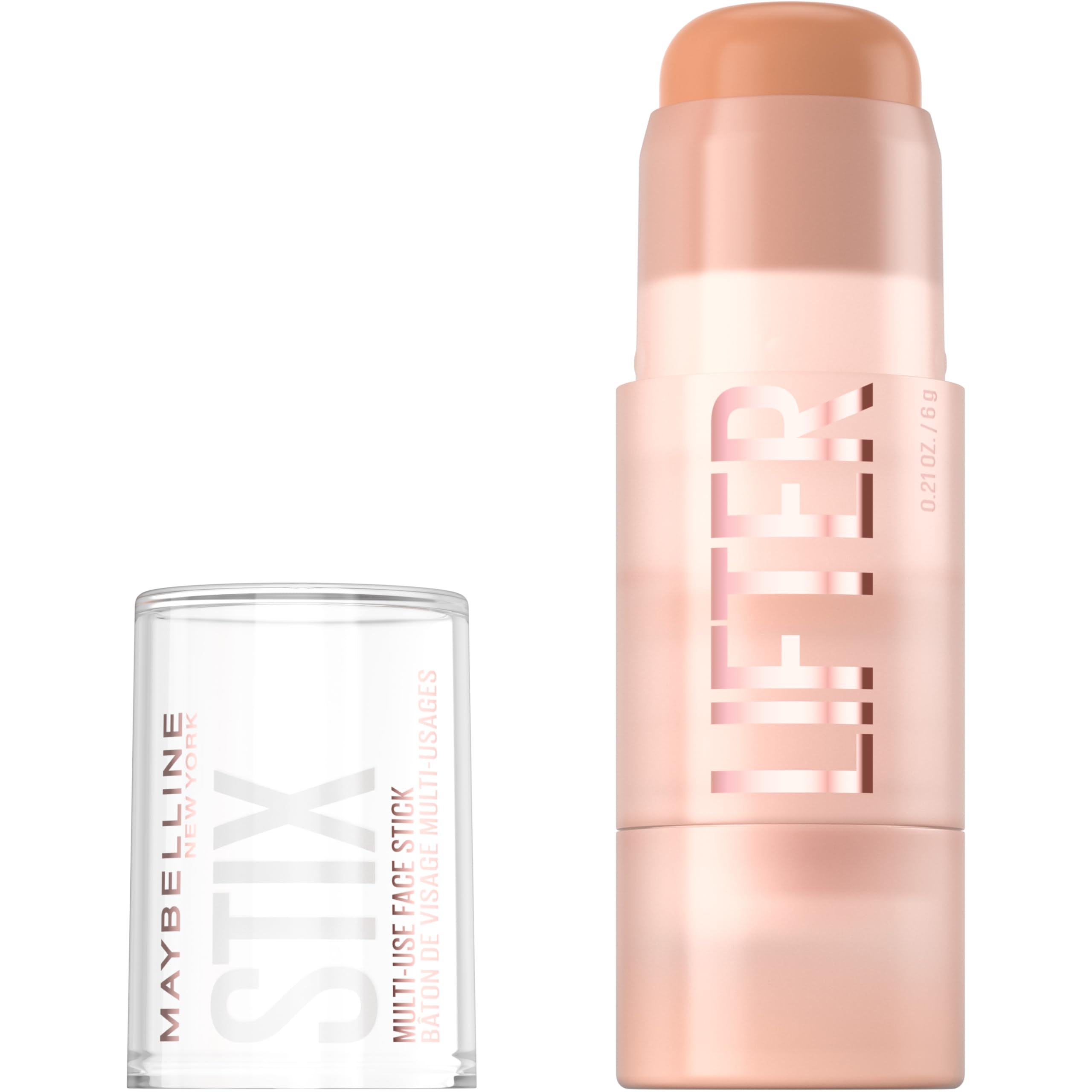 Maybelline Lifter Stix front packaging showing stick and cap with clear product identity and convenience