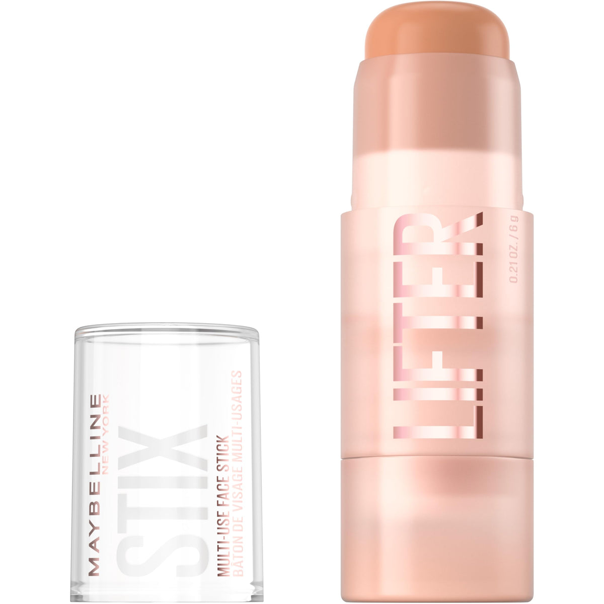 Maybelline Lifter Stix front packaging showing stick and cap with clear product identity and convenience