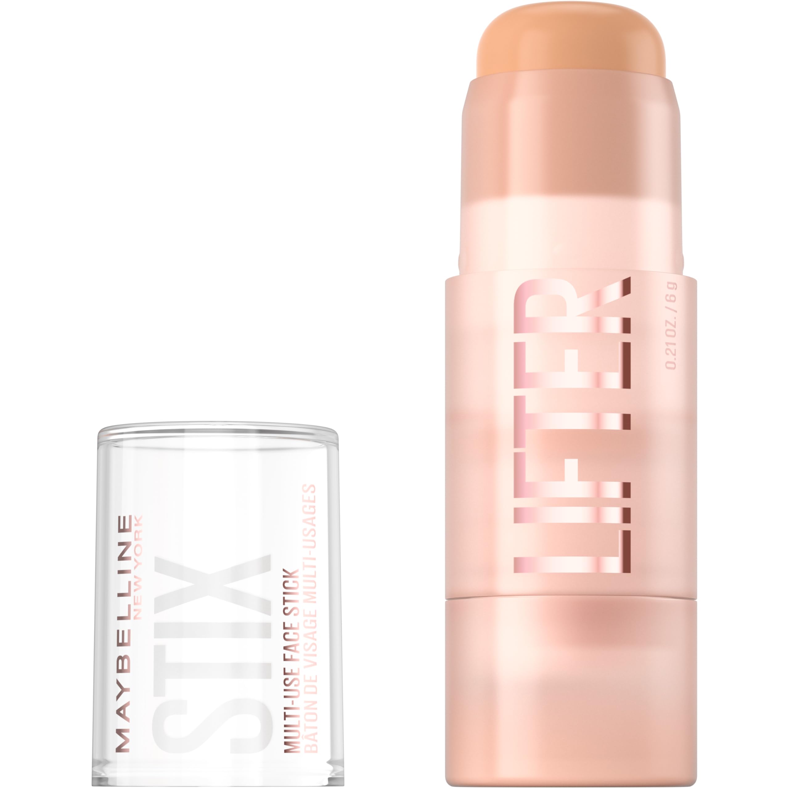 Maybelline Lifter Stix front packaging showing product and shade, easy selection benefit
