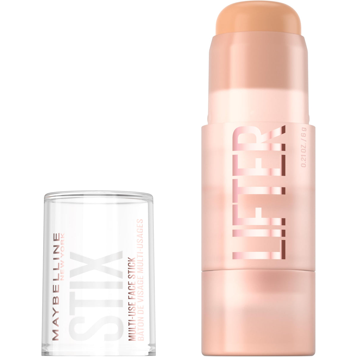 Maybelline Lifter Stix front packaging showing product and shade, easy selection benefit