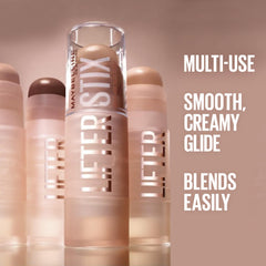 Maybelline Lifter Stix creamy stick texture close-up demonstrating smooth glide and blendability