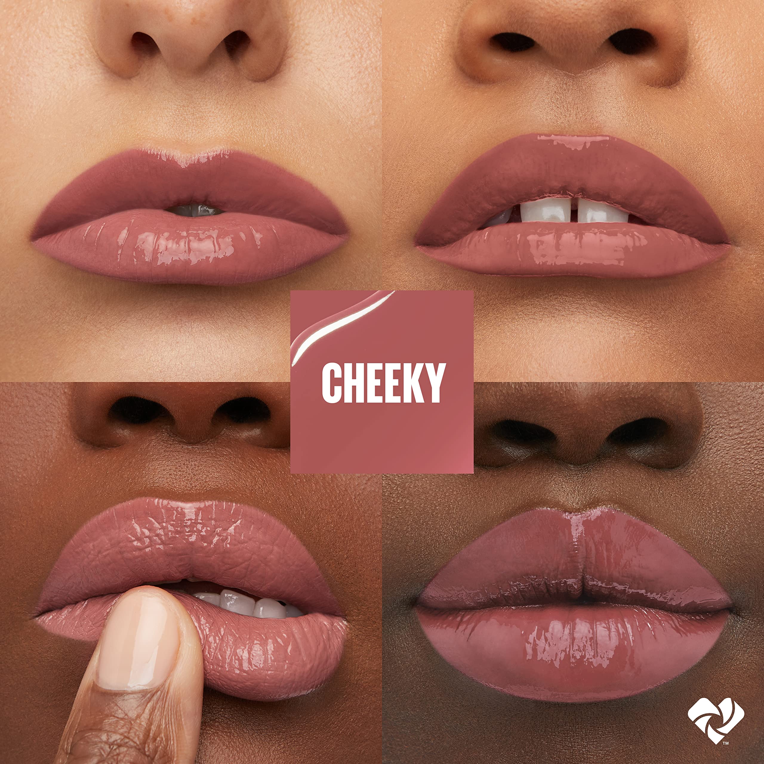 MAYBELLINE before-and-after lips demonstrating longwear, no-budge color