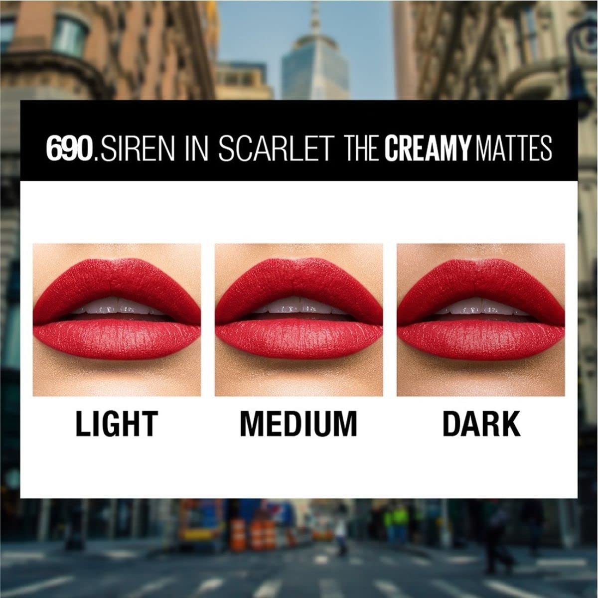 MAYBELLINE lipstick application on lips demonstrating precise coverage and smooth glide