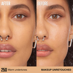Maybelline closeup of skin showing matte yet luminous finish for natural look