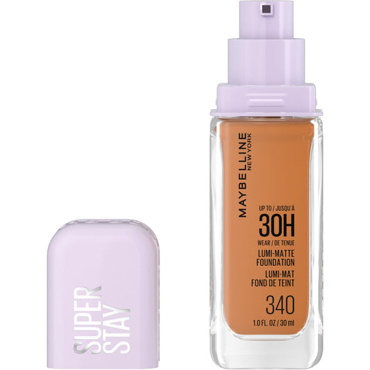 Maybelline front packaging shows bottle and label, conveys reliable longwear