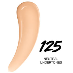 Maybelline bottle with open pump dispensing foundation, demonstrates easy application