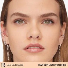 Maybelline Super Stay Lumi‑Matte texture swatch on skin showing blendable coverage benefit
