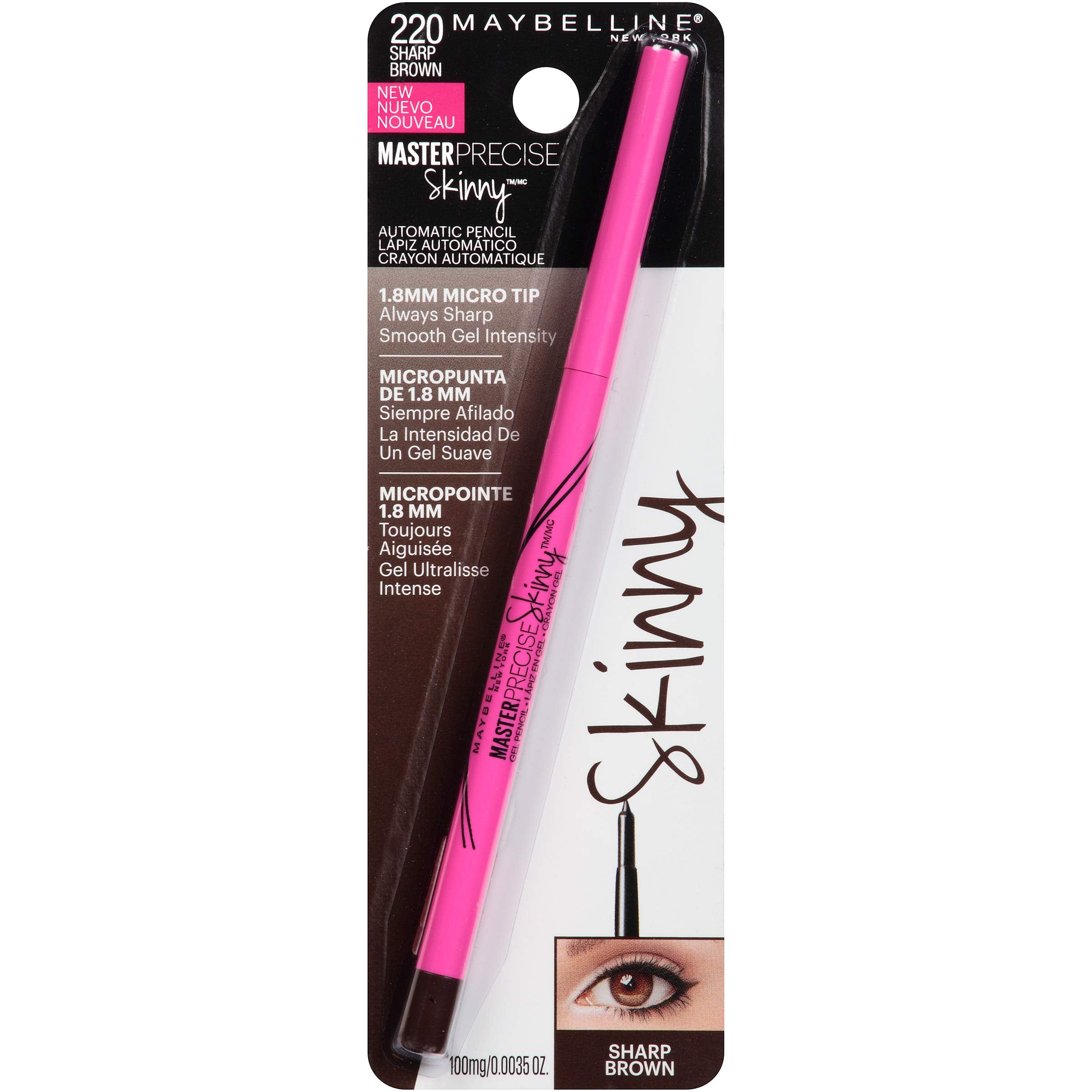 Maybelline twist-up cap detail highlighting ease of use and no sharpening