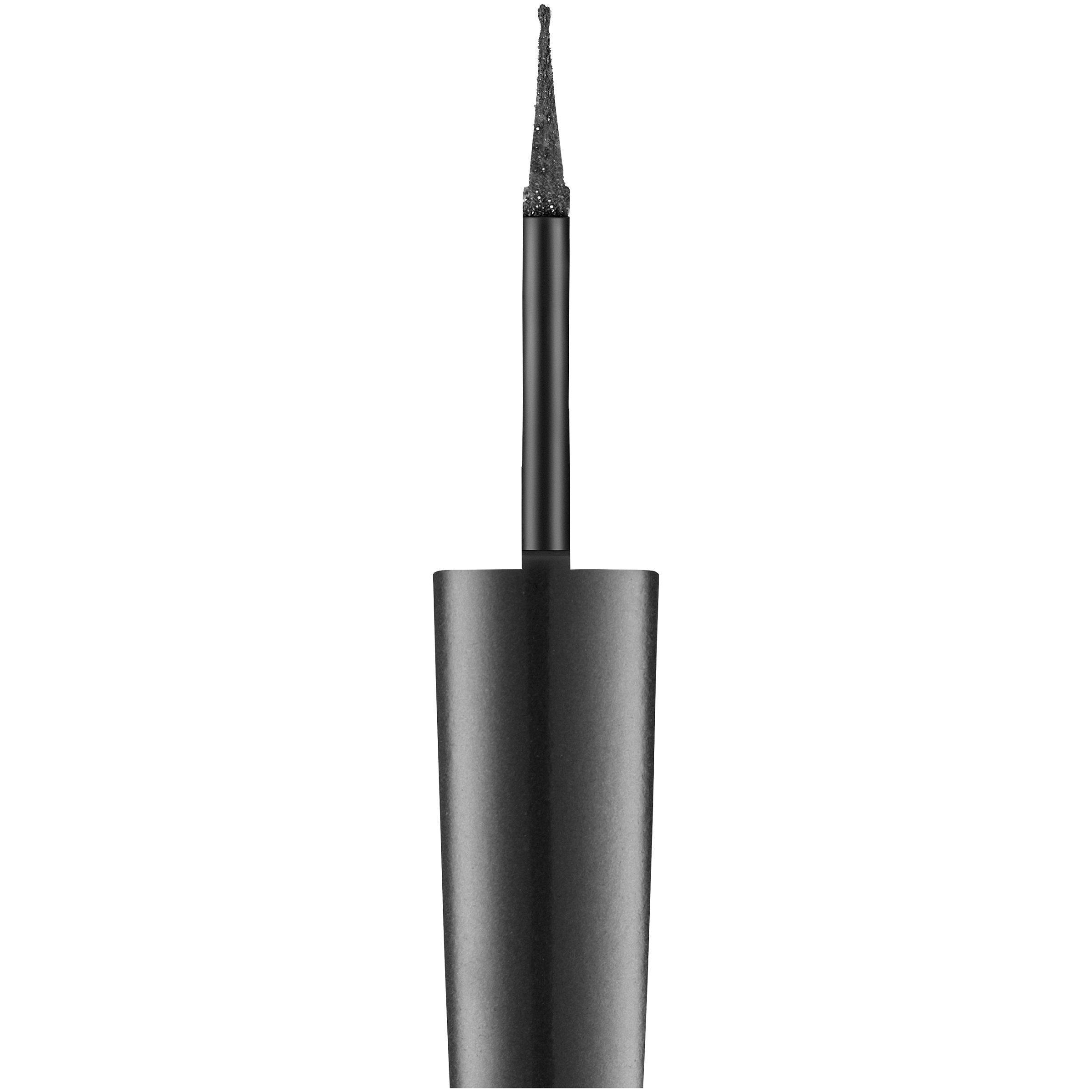 Maybelline Master Precise Ink liner application on eye demonstrates long-wear metallic effect