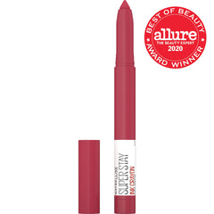 MAYBELLINE matte texture close-up showing smooth, non-drying finish
