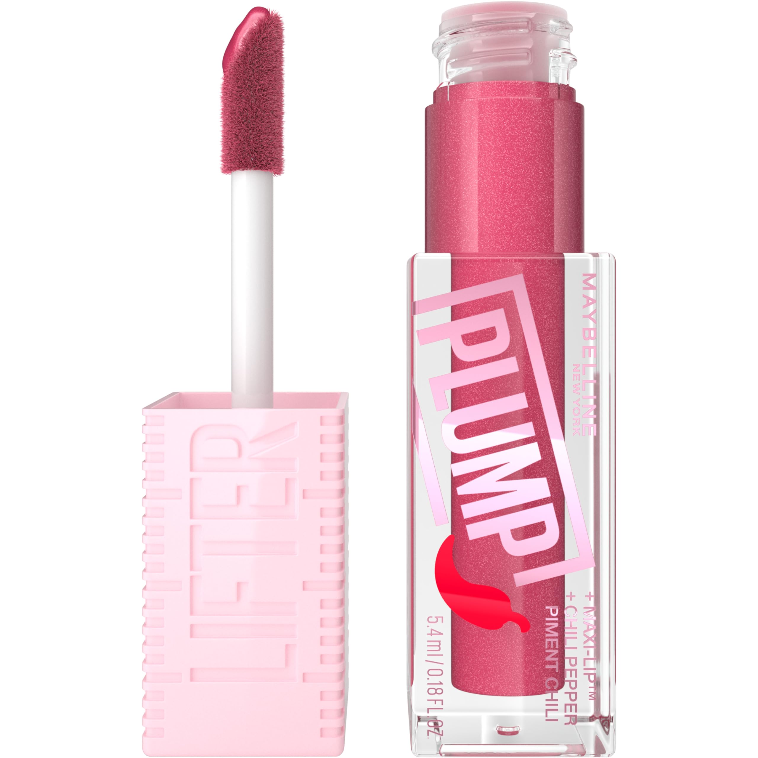 MAYBELLINE front packaging of Mauve Bite showing glossy tube and label, boosts confidence
