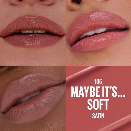 MAYBELLINE close-up of lip-hugging bullet demonstrating precise application