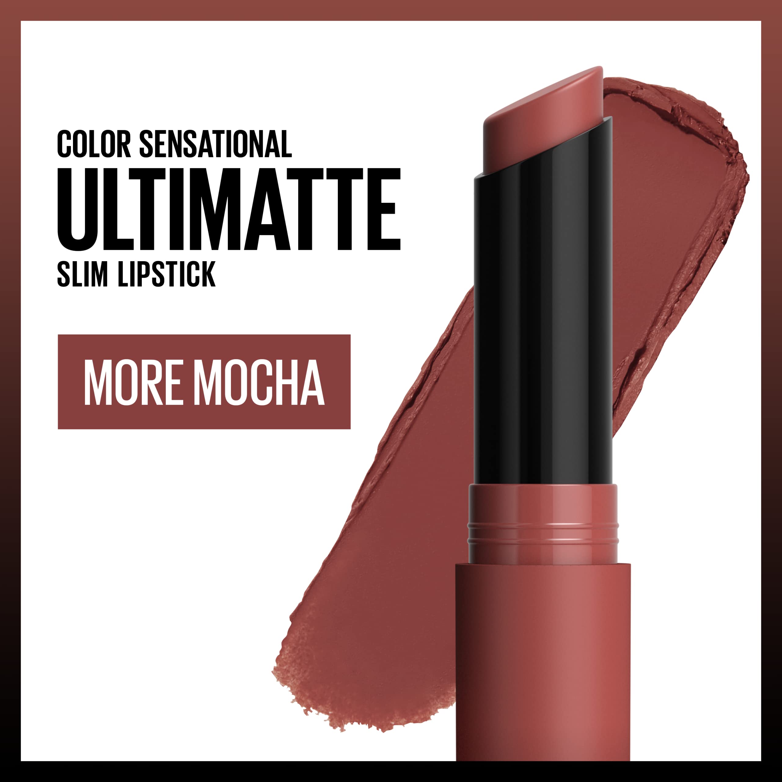 Maybelline More Mocha bullet close-up showing color edge and precise tip