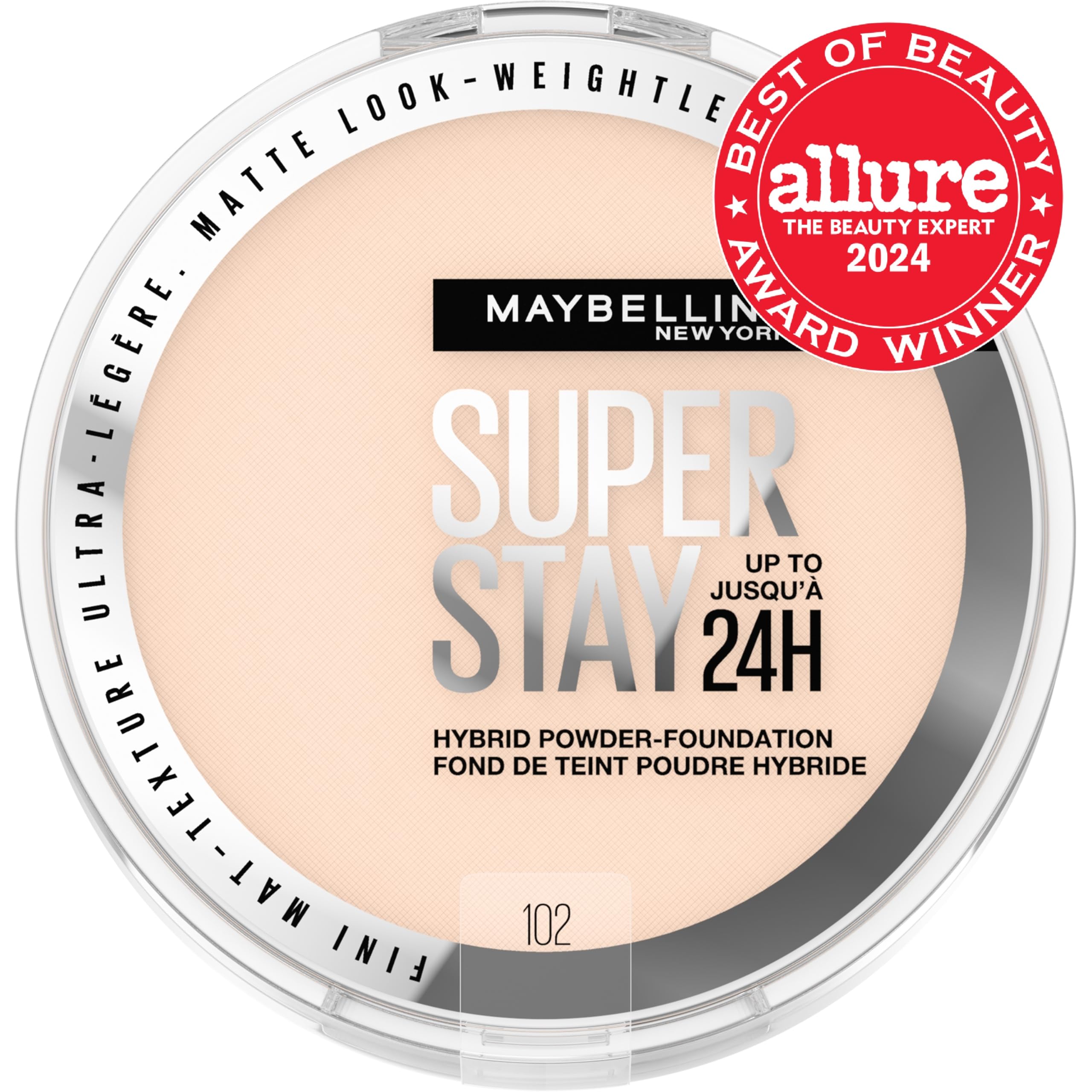 Maybelline open compact with sponge illustrating easy on-the-go application