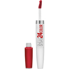 Maybelline Optic Ruby front packaging showing bold red shade and two-step system benefit