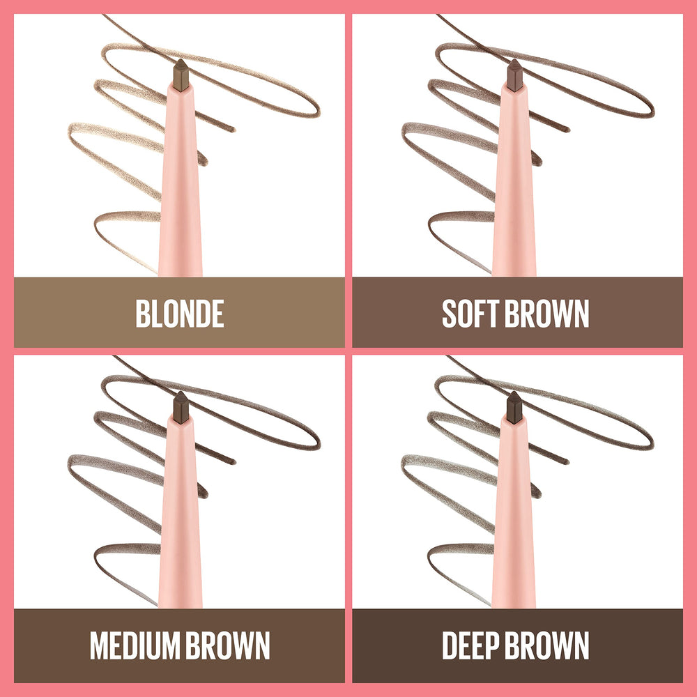 Maybelline pencil in makeup bag lifestyle demonstrating compact travel-friendly brow solution
