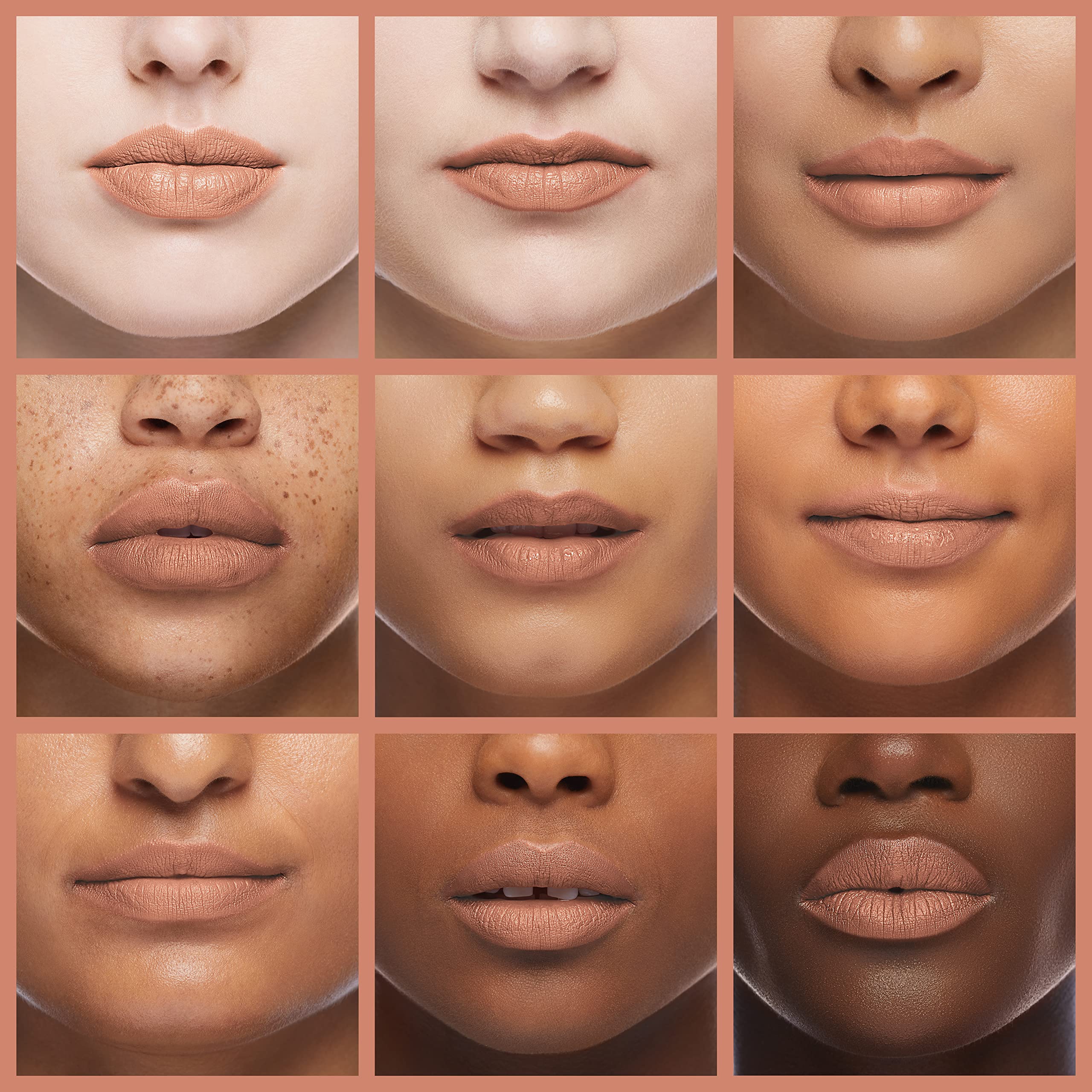 MAYBELLINE model close-up wearing Purely Nude, flattering warm nude look