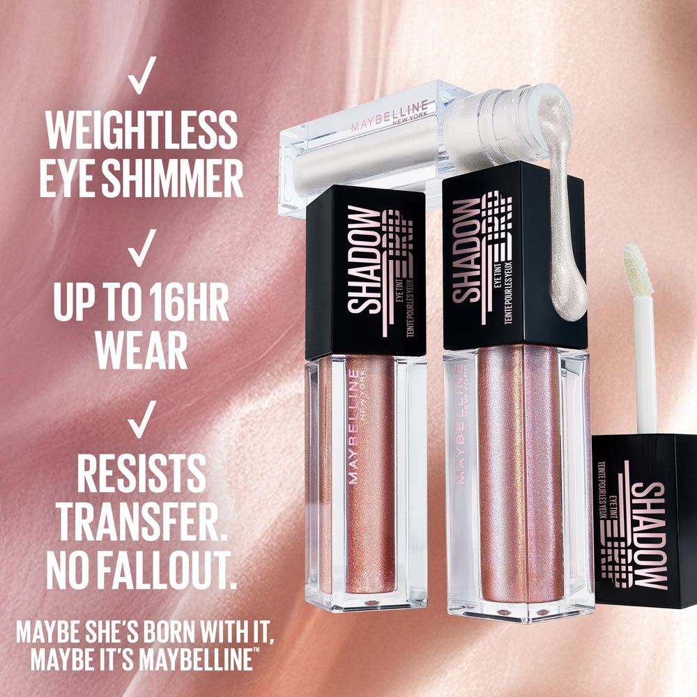 MAYBELLINE texture swatch of Quartz Drip shimmer showing lightweight melting-pearl finish
