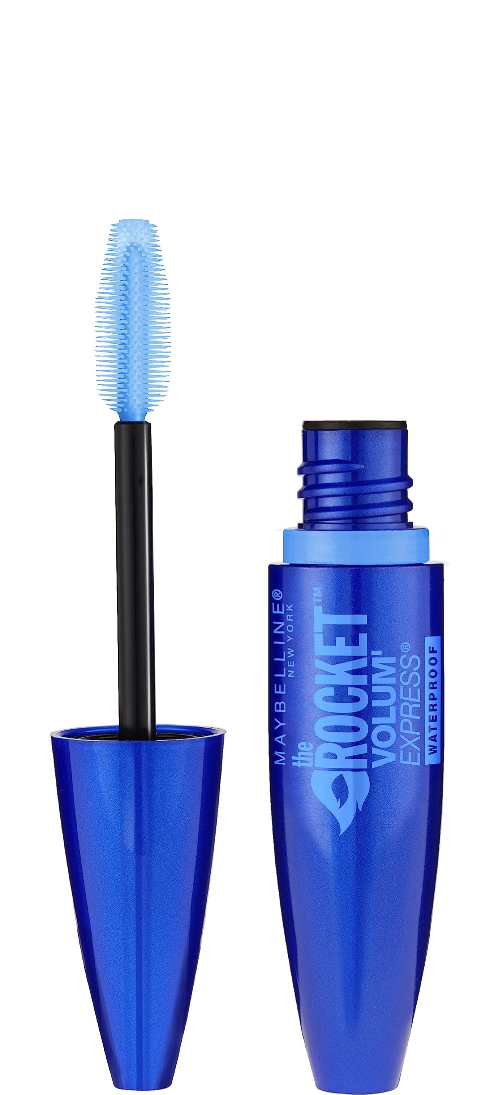 Maybelline mascara front packaging showing tube and shade for easy identification and travel convenience