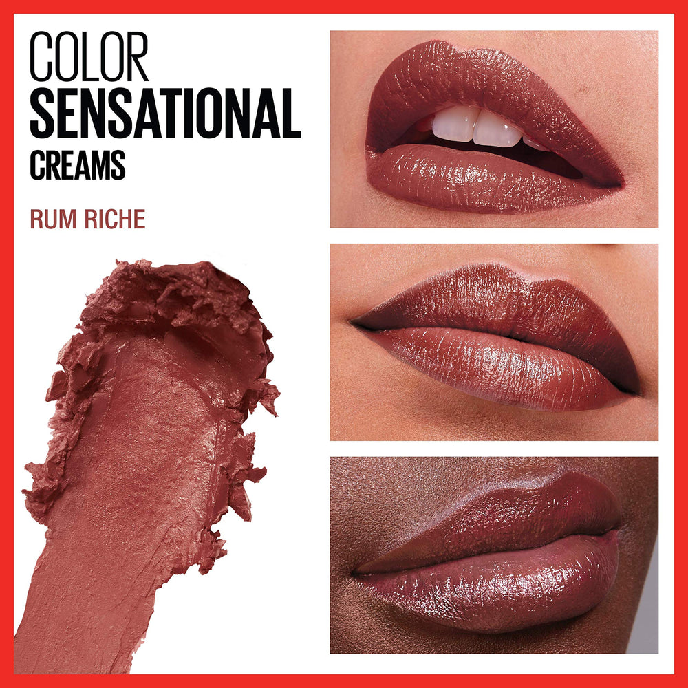 Maybelline Rum Riche open bullet revealing creamy tip for smooth application benefit