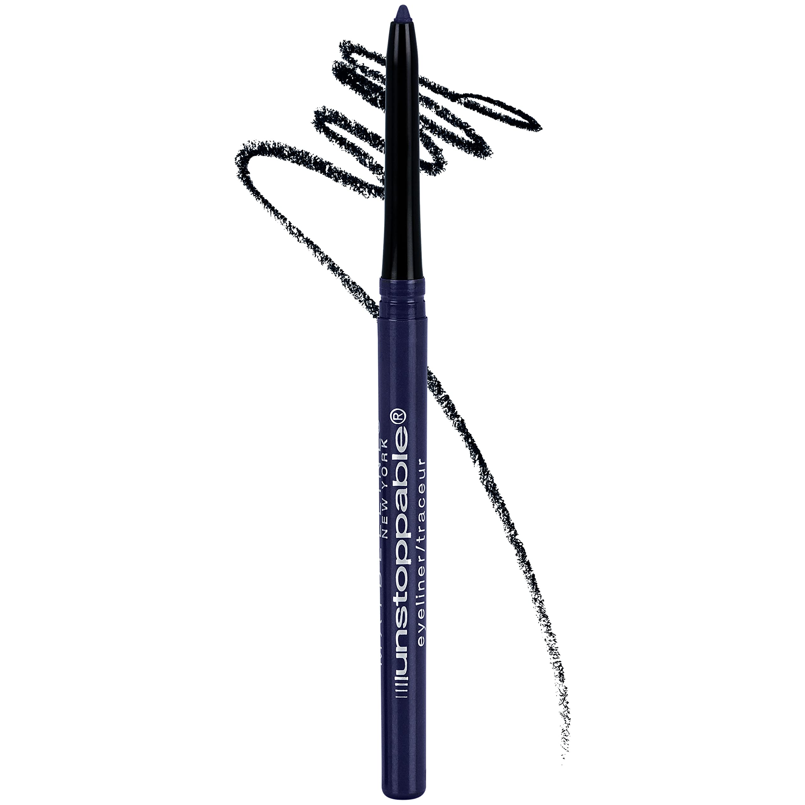 Maybelline Unstoppable Sapphire pencil front packaging showing vibrant blue shade and branding