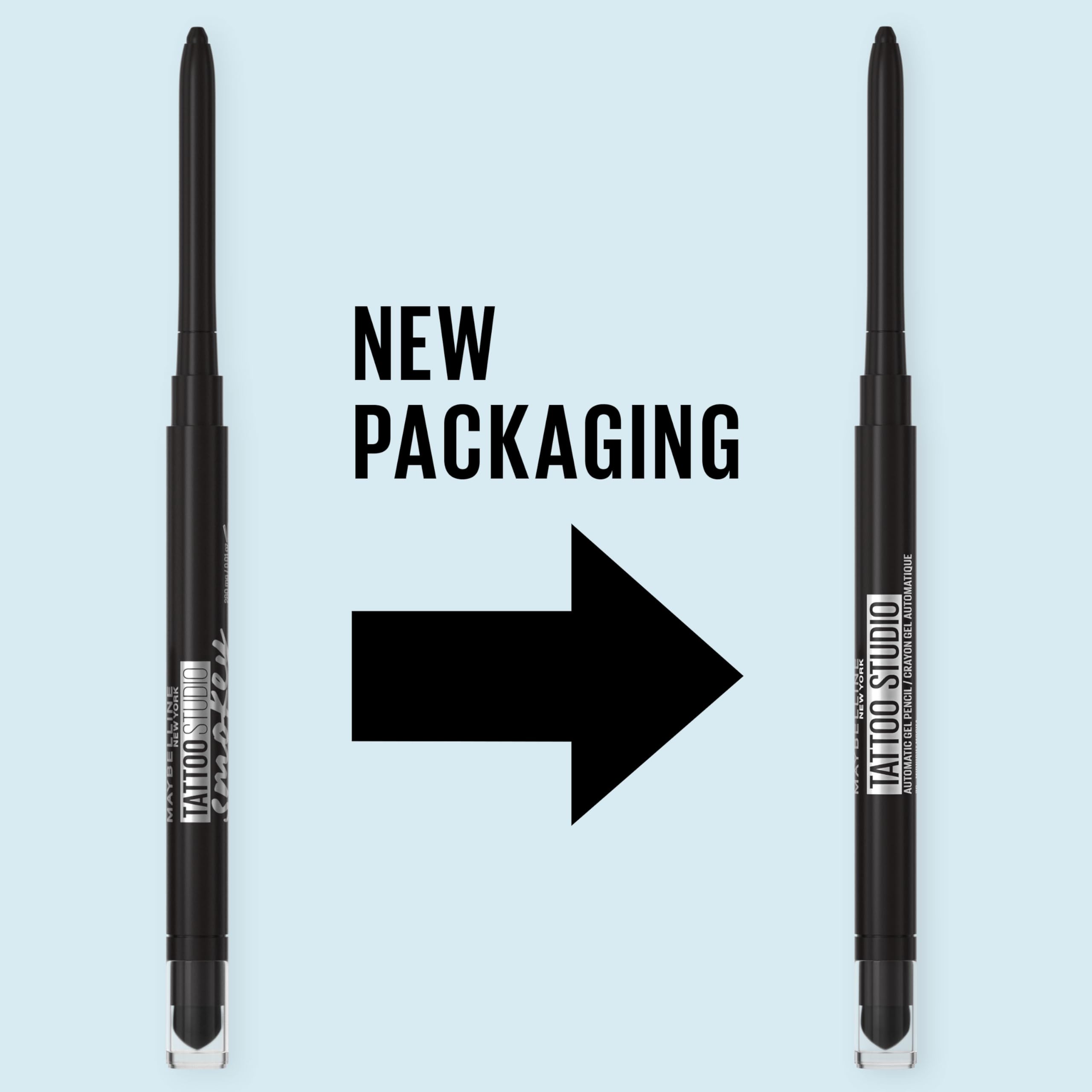 Maybelline pencil held in hand showing size and travel-friendly convenience