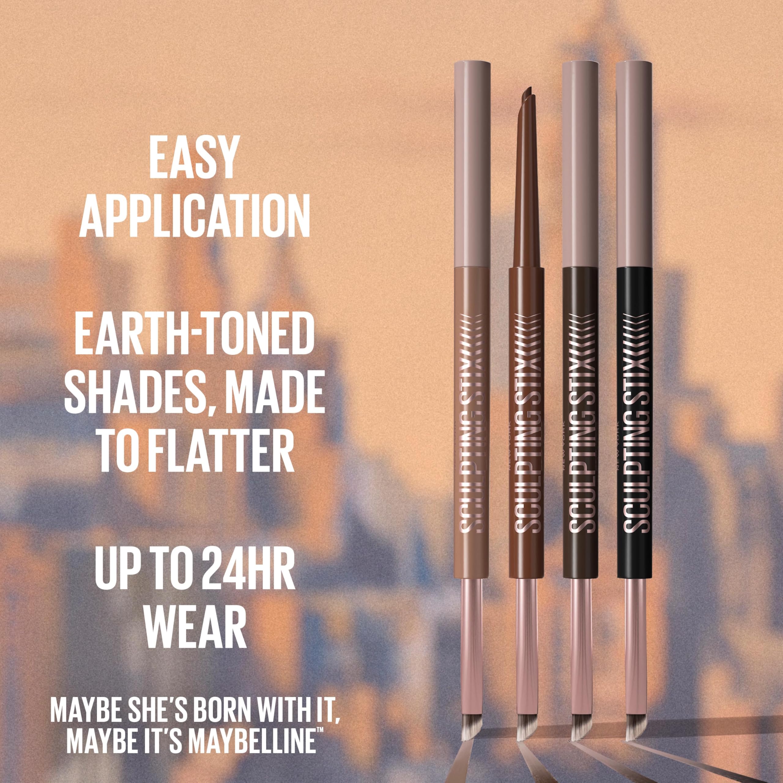 MAYBELLINE Smooth Espresso swatches on skin illustrating buildable brown pigment and payoff