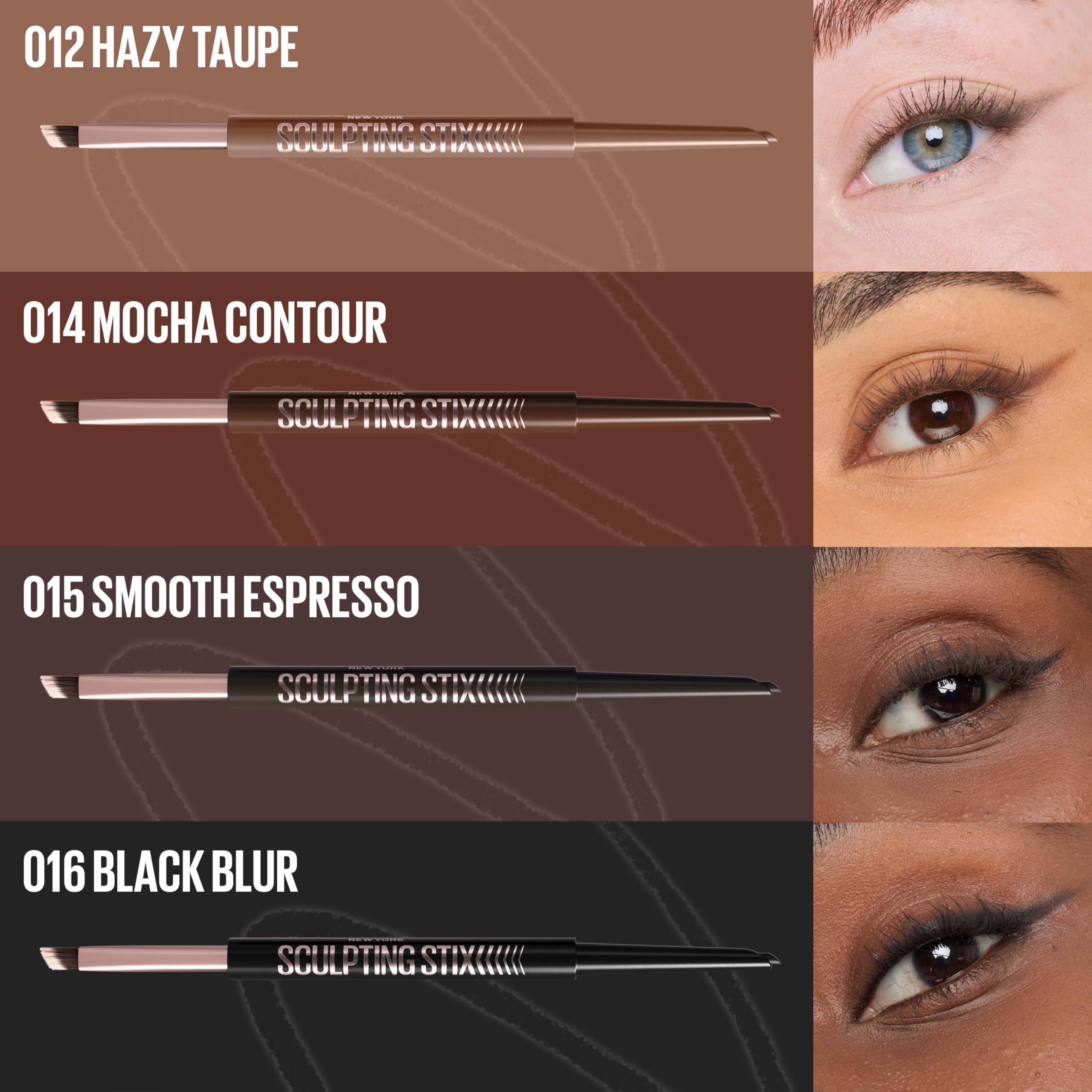 MAYBELLINE Sculpting Stix used to create a bold winged liner in a lifestyle setting for long-wear impact