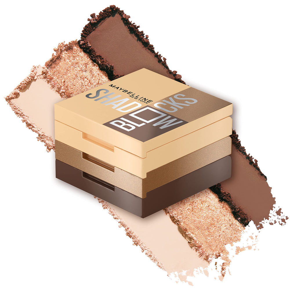 Maybelline front compact view showing stacked trio and portability benefit