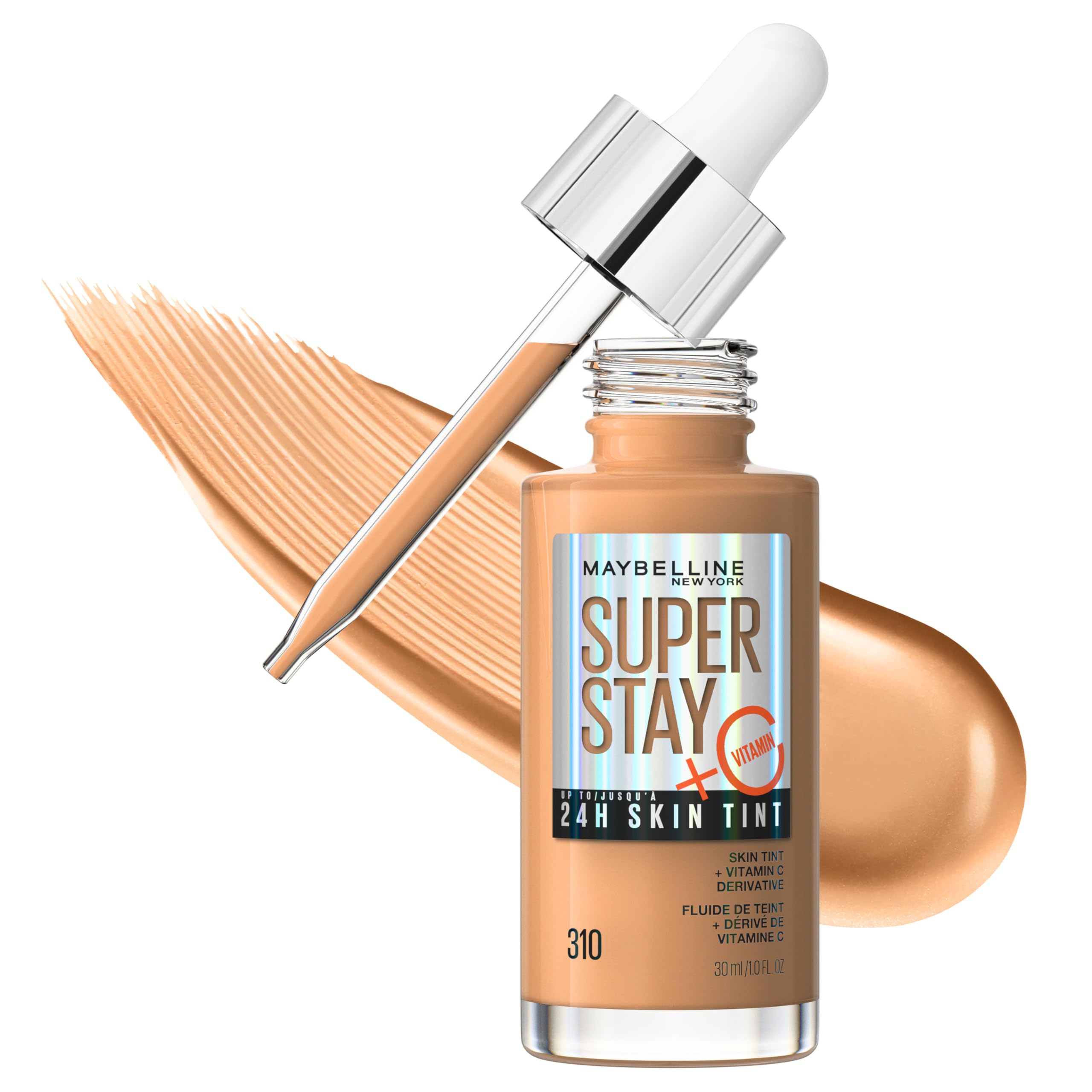 MAYBELLINE front bottle view showing label and sleek packaging, offers quick recognition