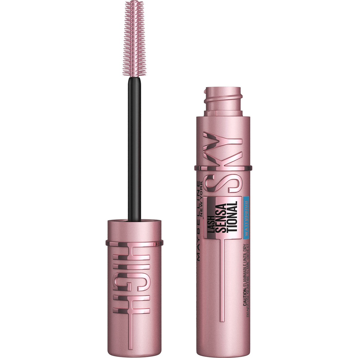 Maybelline Sky High front tube showing product branding and sleek design benefit: easy identification