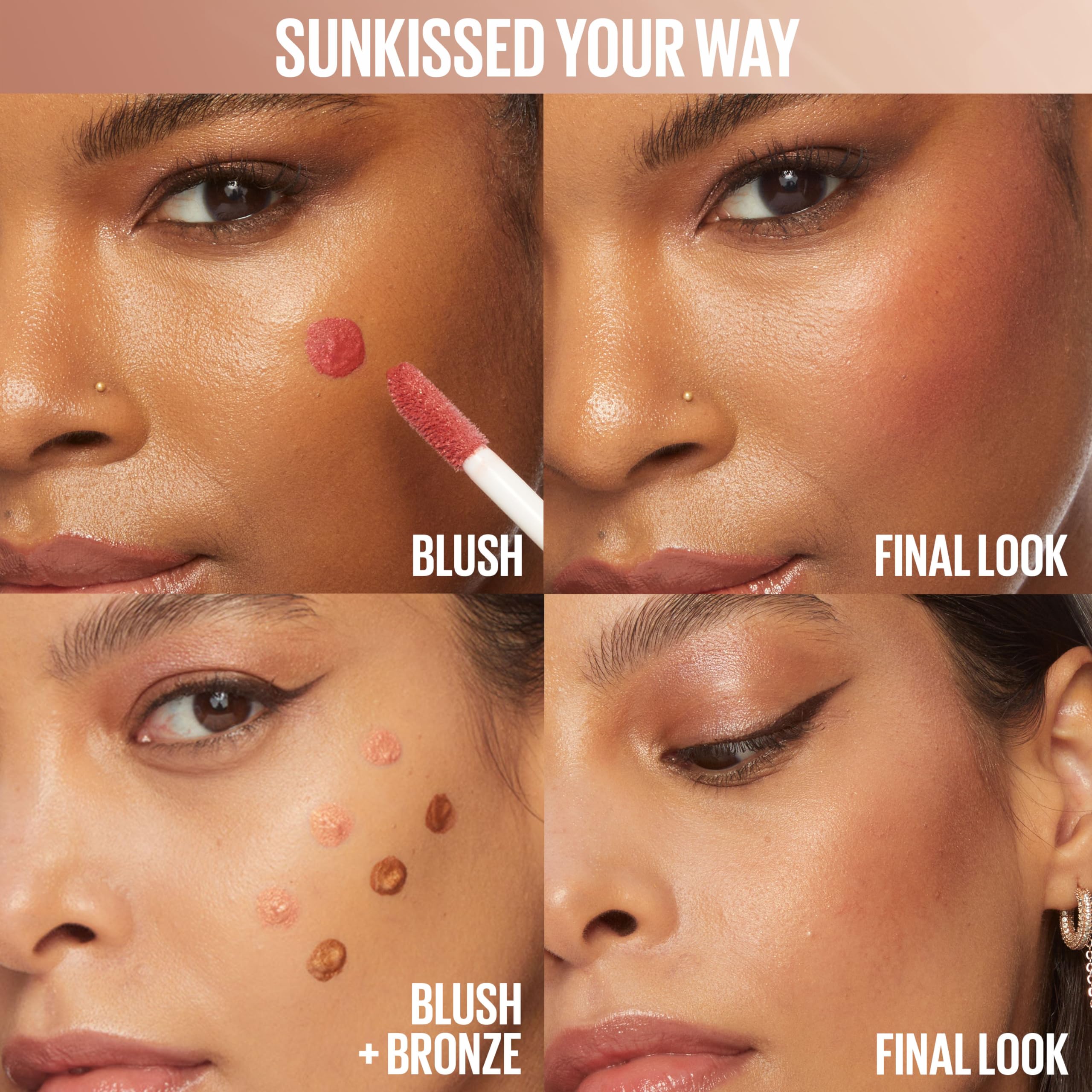 MAYBELLINE product applied to cheek demonstrating natural sunkissed glow