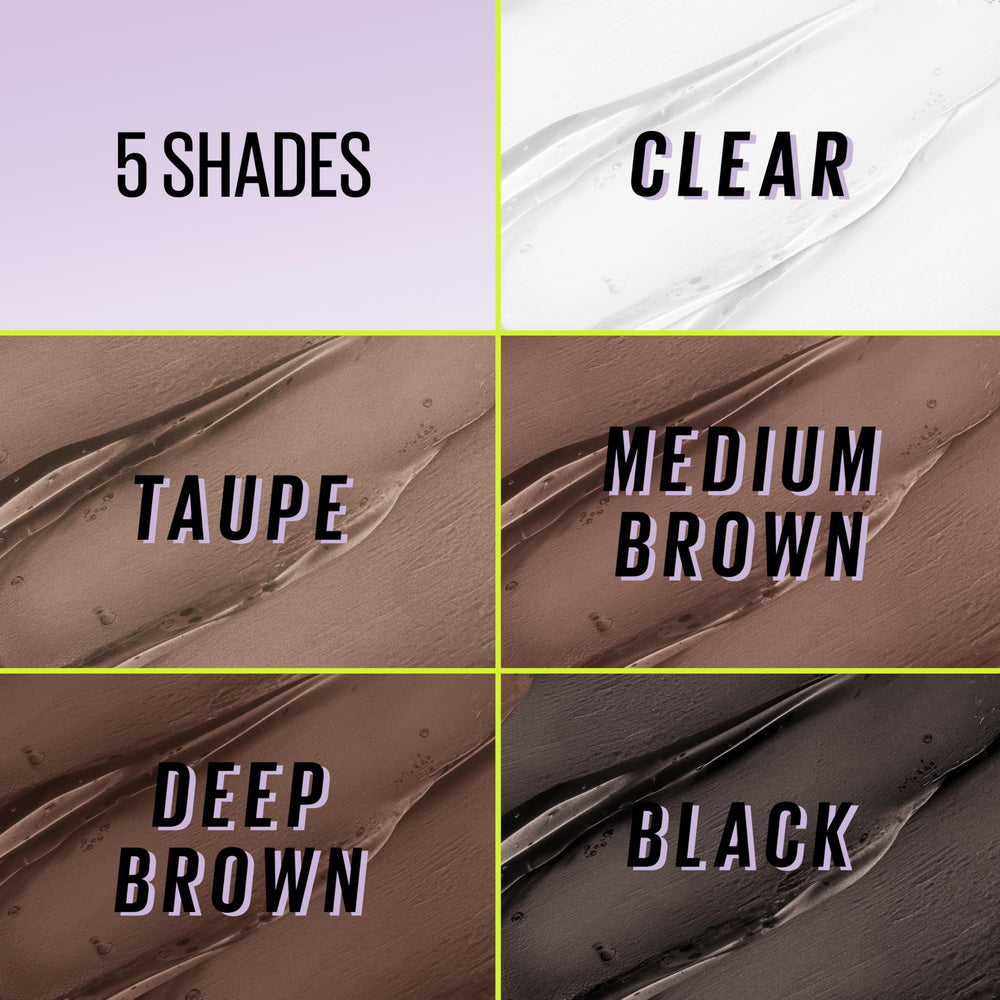 Maybelline Super Lock Brow Glue applied on model brows for groomed look