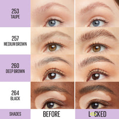Maybelline Super Lock Brow Glue texture swipe demonstrating smooth application