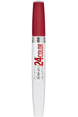 Maybelline Super Stay 24 front tube showing bold red shade and dual ends