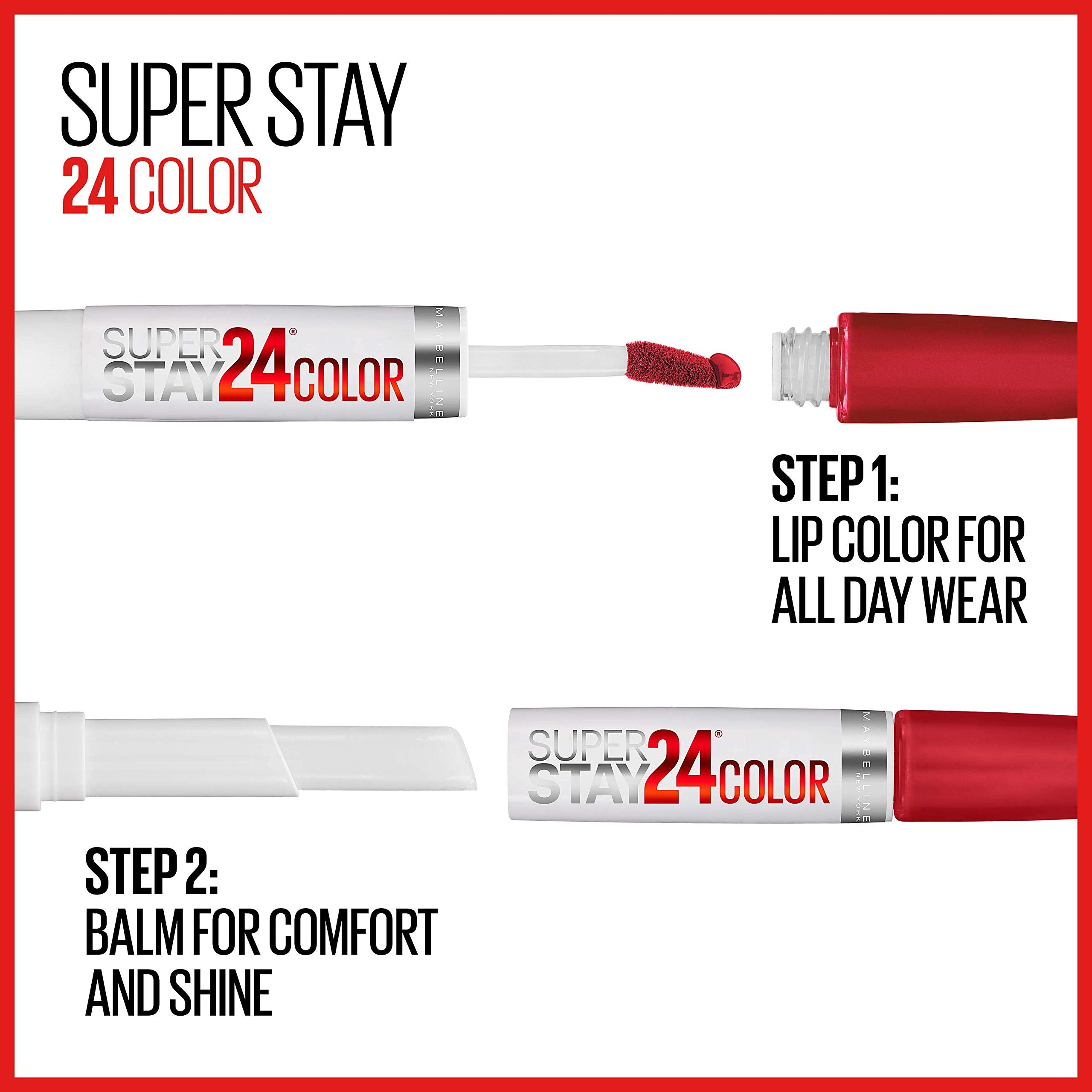 Maybelline Super Stay liquid color being applied to lips demonstrating smooth glide