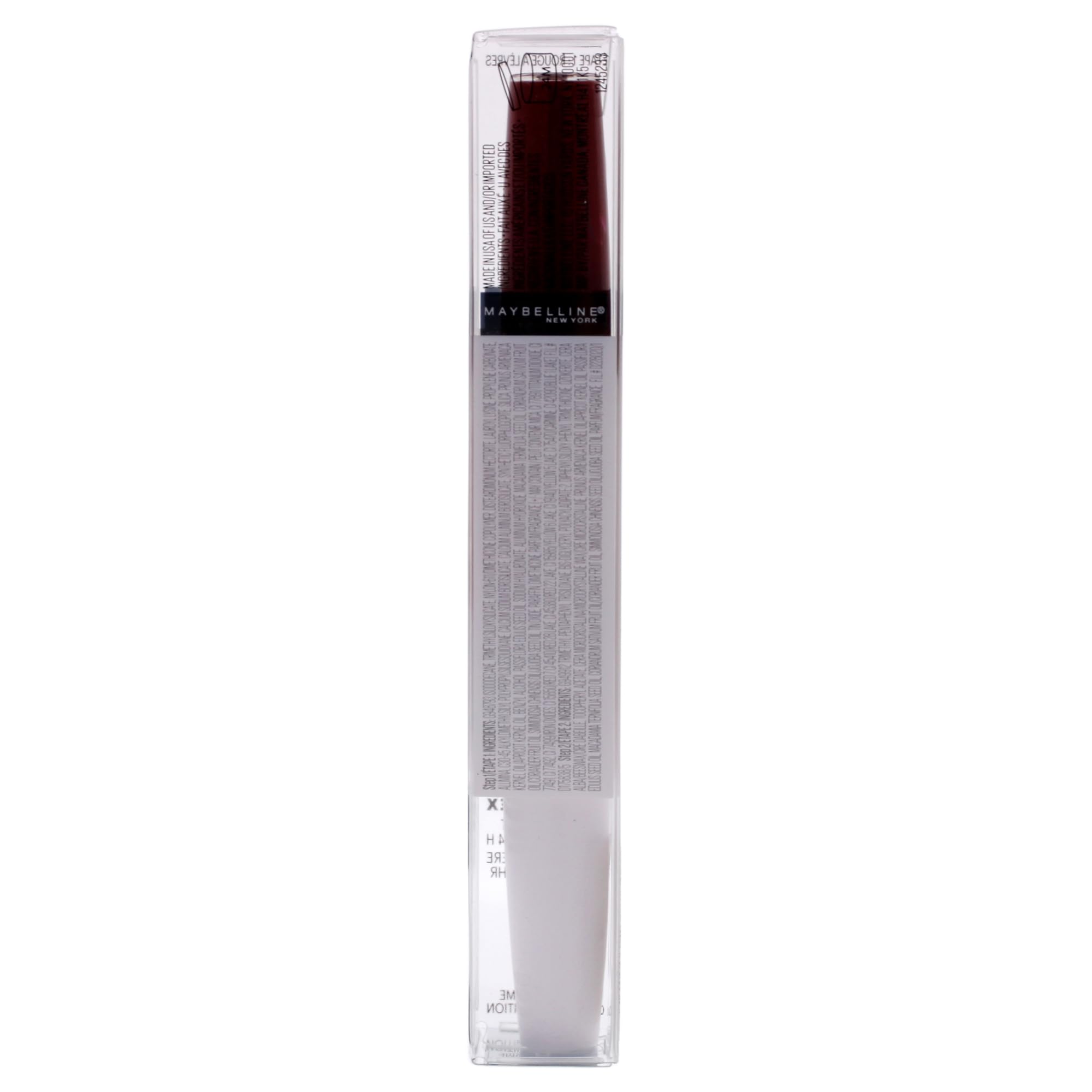 Maybelline Super Stay 24 packaging back label with ingredient info