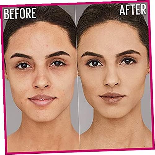 Maybelline powder being applied with brush showing even blend benefit