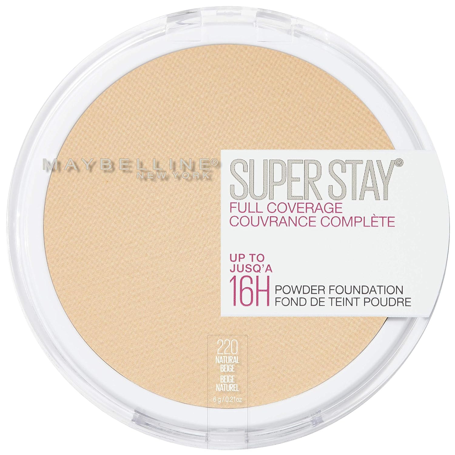 Maybelline compact front view showing design and durable case benefit