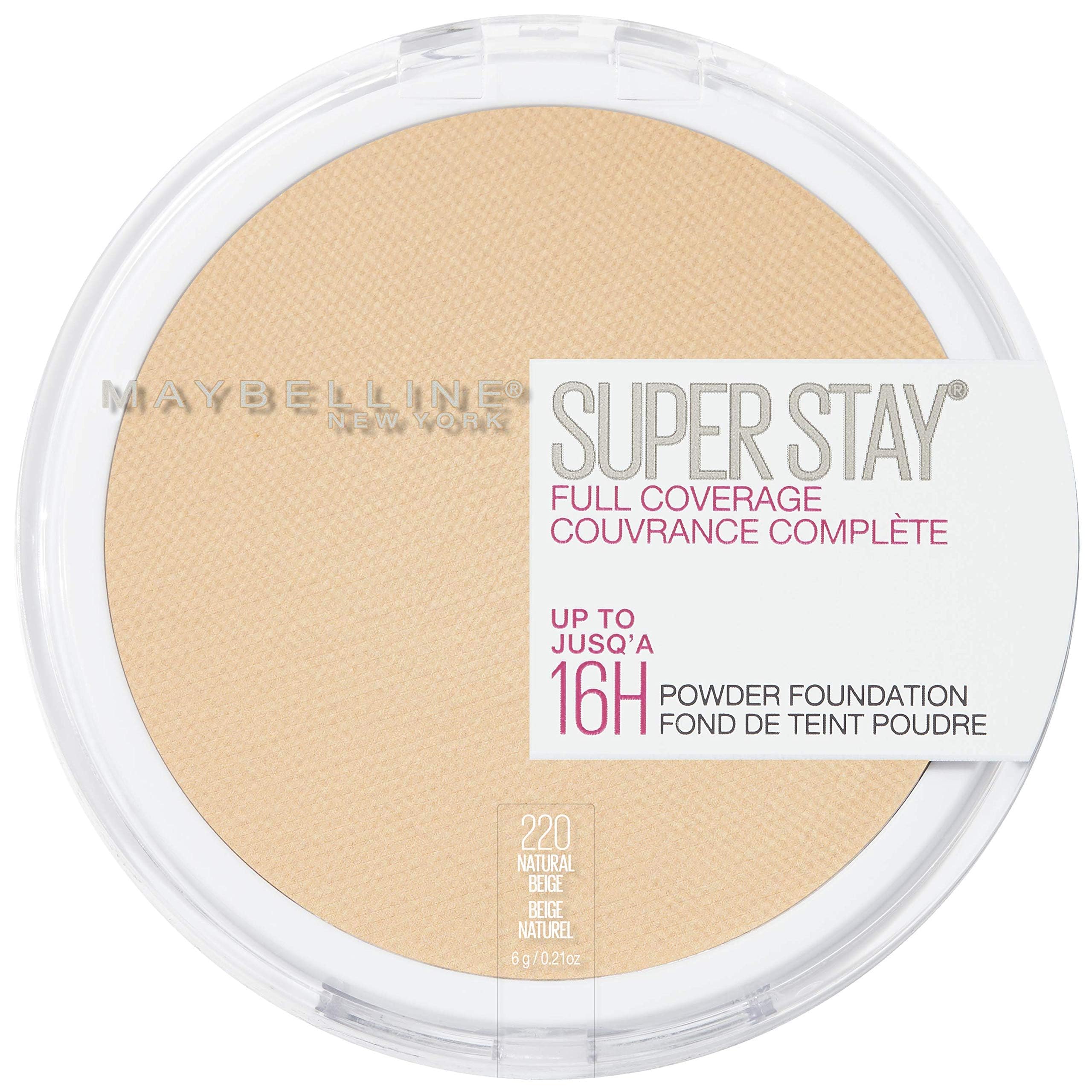 Maybelline compact open with sponge showing dual-use applicator convenience