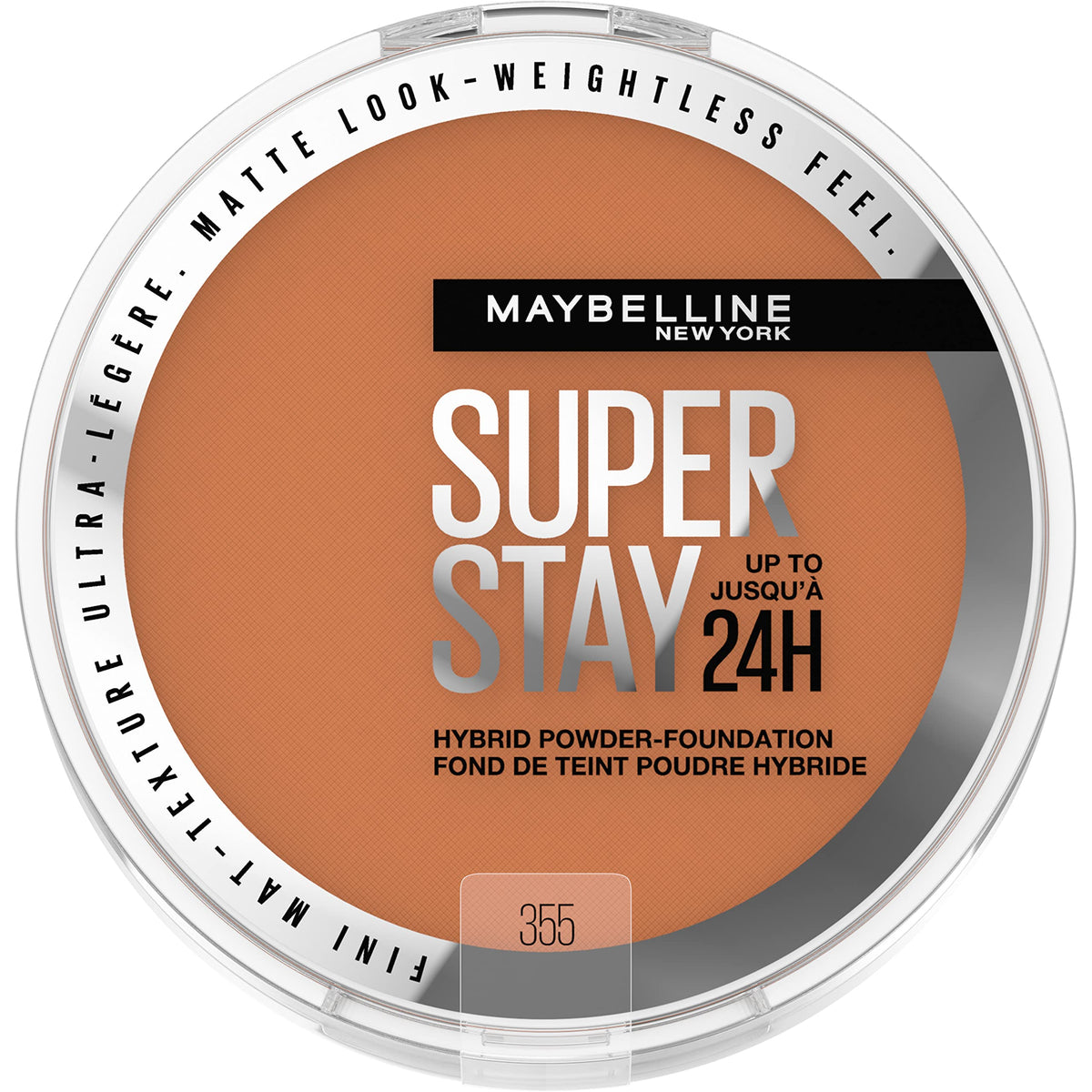 Maybelline compact front view showing brand and matte finish convenience