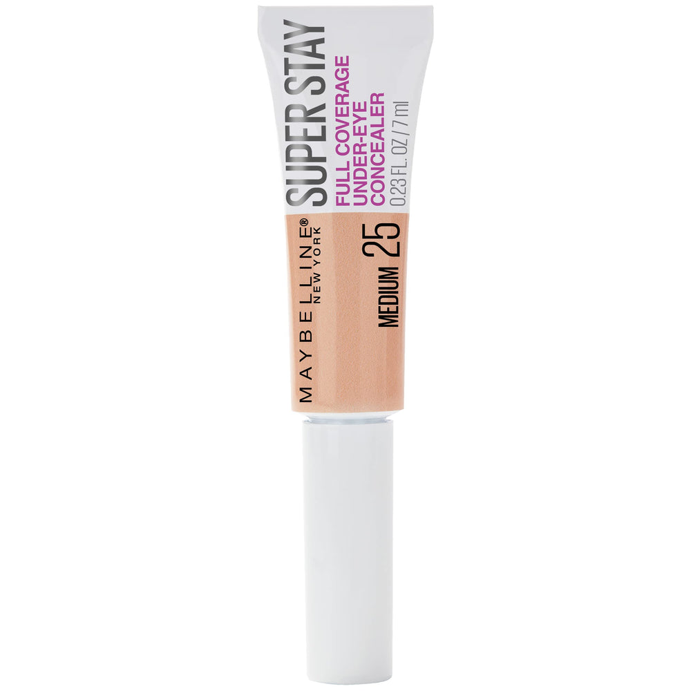 Maybelline Super Stay front packaging showing medium shade and compact tube for easy travel