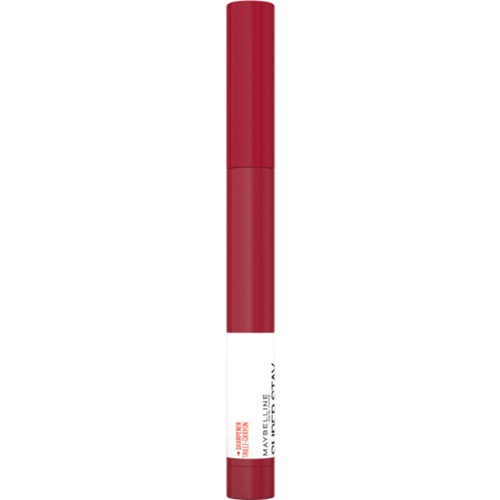 MAYBELLINE crayon next to coin illustrating portable 0.04 oz travel size benefit
