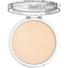 Maybelline open pan revealing powder surface and easy single-swipe coverage