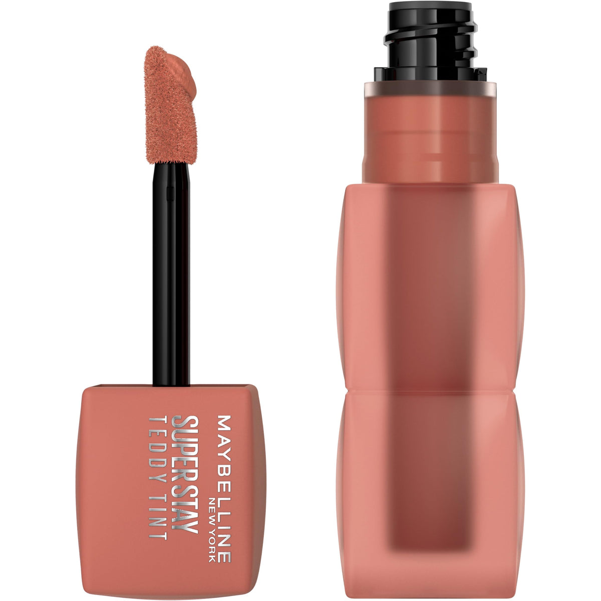 MAYBELLINE Super Stay Teddy front packaging showing product and shade, clear shade selection benefit