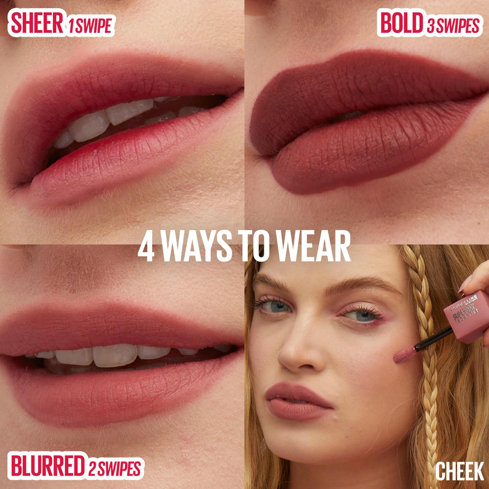 Maybelline lip application showing blurred matte finish and comfortable wear