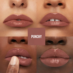 Maybelline lip close-up with vinyl shine showing high-impact color benefit