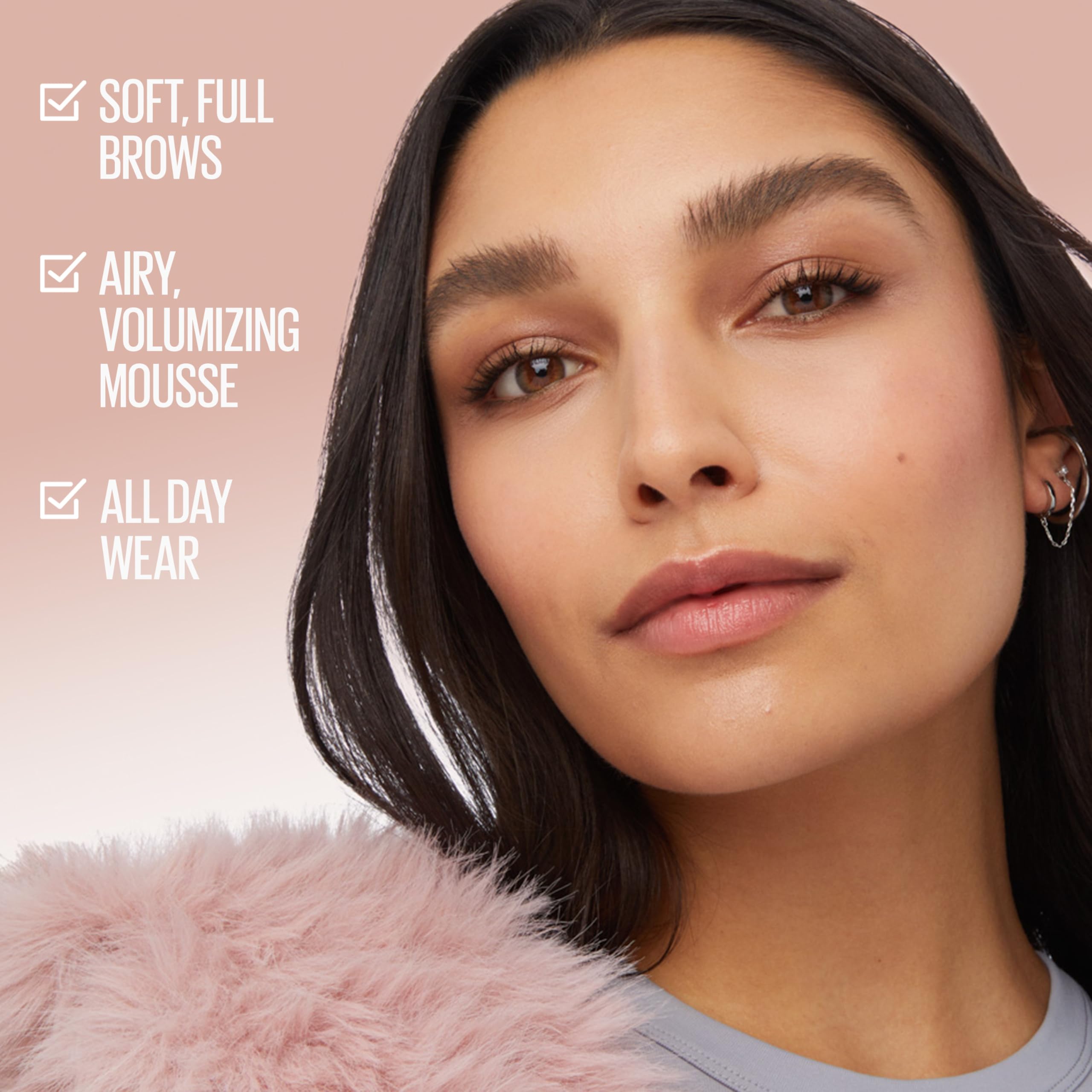 Maybelline Superfluff mousse texture swirl illustrating lightweight, buildable pigment