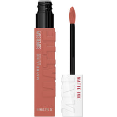 MAYBELLINE front-facing tube showing Seductress rosy nude and brand